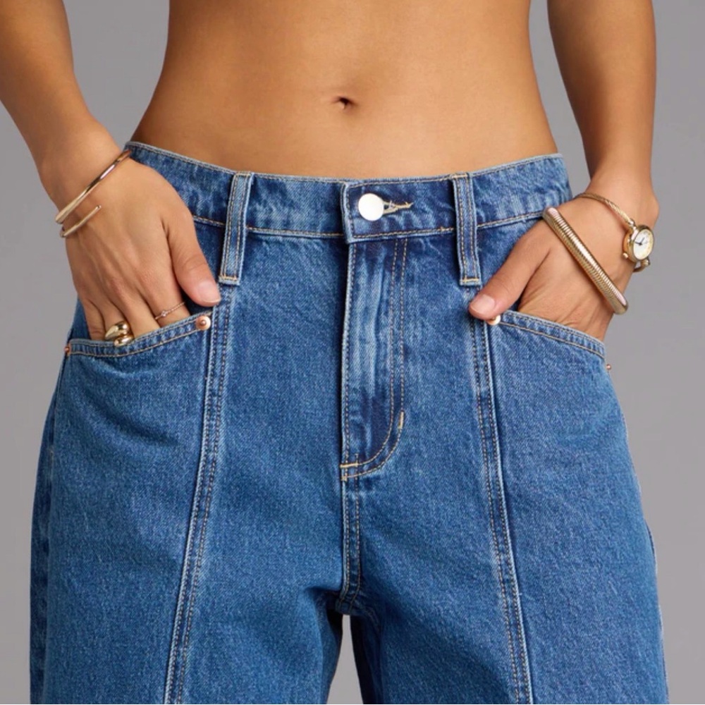 VERYJ Women’s Wide Leg Crop Jeans Medium Blue High Rise NWT